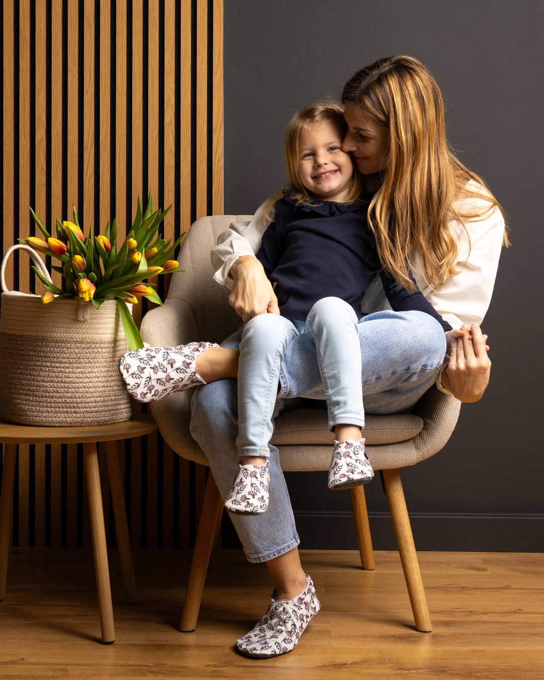 Scarpe barefoot donna Fiori su bianco