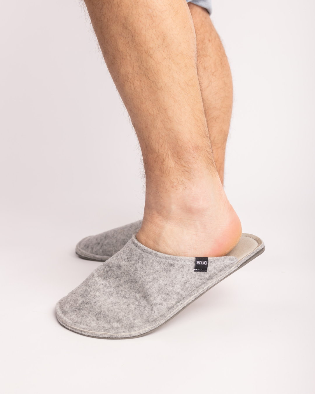 Pantofole uomo in feltro grigio chiaro