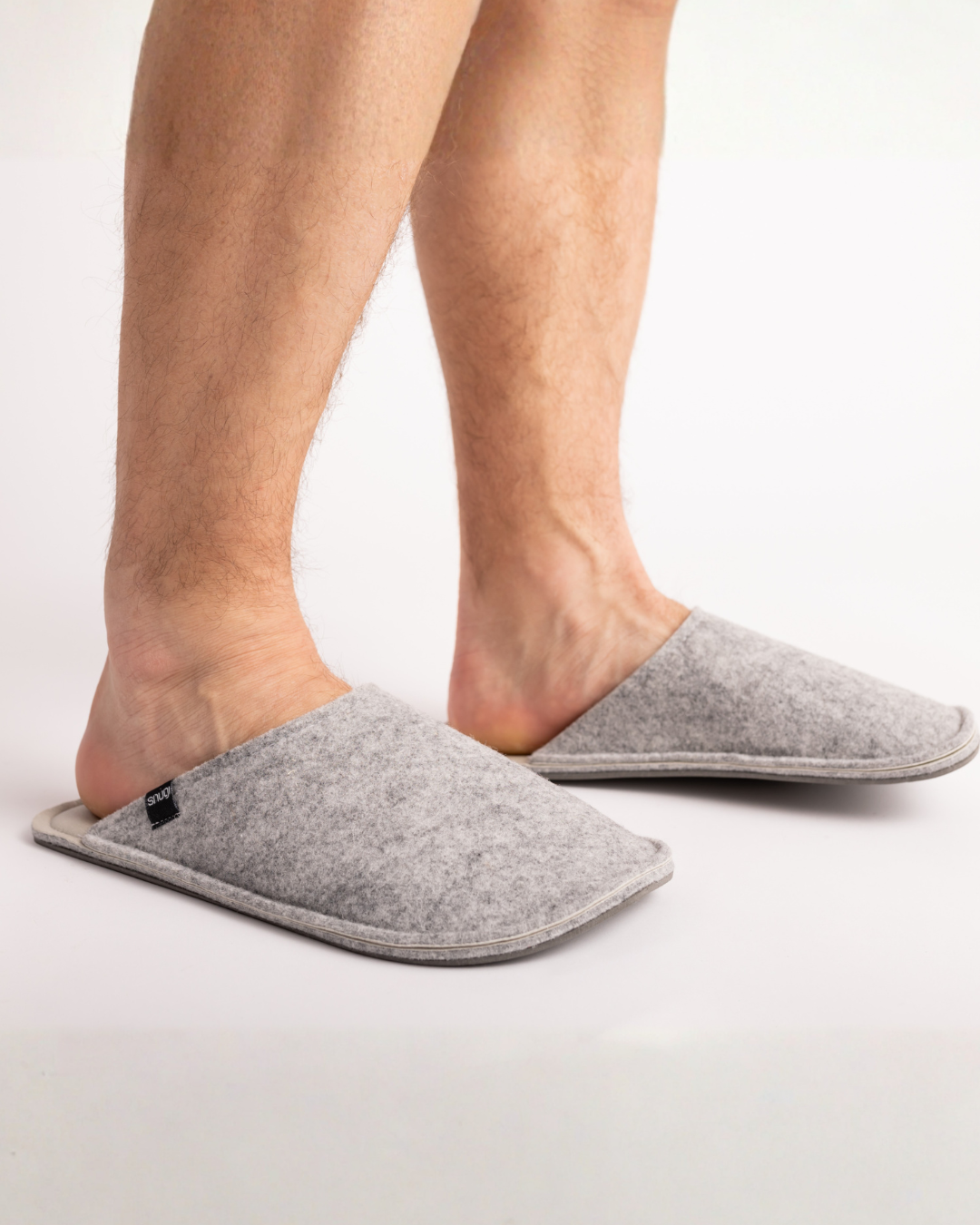 Pantofole uomo in feltro grigio chiaro
